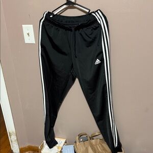 Adidas Kids Black Joggers with White Stripes